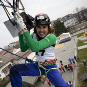 Maja Šuštar in Katja Brunec v finalu EP v lednem plezanju Domžale 2018