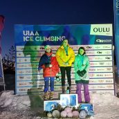 Šuštarjeva in Hrast tretja v skupni razvrstitvi evropskega pokala v lednem plezanju